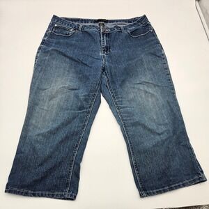 BACCINI Denim Capri Jeans Embellished Pockets Blue Wash Women Size 16P